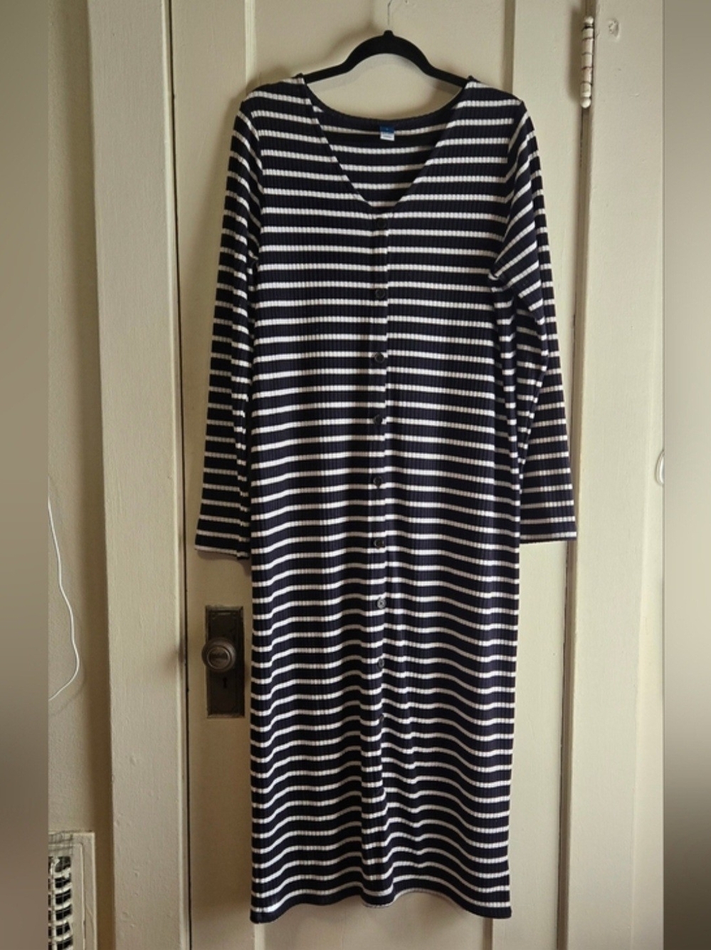 Old Navy Blue and White Striped Long Sleeve Dress